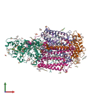 PDB entry 3t6d coloured by chain, front view.
