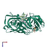 PDB entry 3t6i coloured by chain, top view.