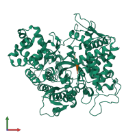 PDB entry 3t6j coloured by chain, front view.
