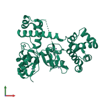 PDB entry 3t6p coloured by chain, front view.