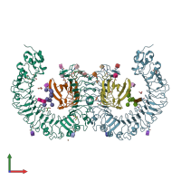 PDB entry 3t6q coloured by chain, front view.