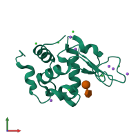 PDB entry 3t6u coloured by chain, front view.