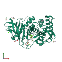 PDB entry 3t74 coloured by chain, front view.