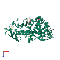 PDB entry 3t74 coloured by chain, top view.