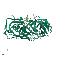 PDB entry 3t7p coloured by chain, top view.