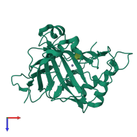 PDB entry 3t82 coloured by chain, top view.