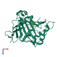 PDB entry 3t84 coloured by chain, top view.