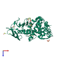 PDB entry 3t87 coloured by chain, top view.