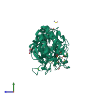 PDB entry 3t8c coloured by chain, side view.