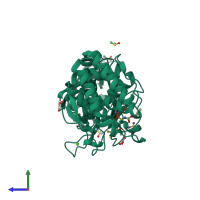 PDB entry 3t8d coloured by chain, side view.