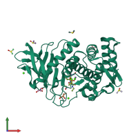 PDB entry 3t8f coloured by chain, front view.