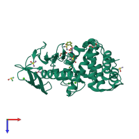 PDB entry 3t8f coloured by chain, top view.