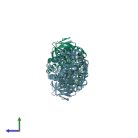 PDB entry 3t8l coloured by chain, side view.