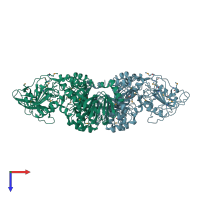 PDB entry 3t8l coloured by chain, top view.