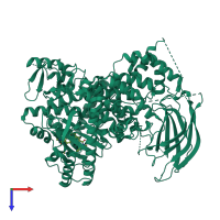 PDB entry 3t8m coloured by chain, top view.