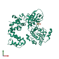 PDB entry 3t8o coloured by chain, front view.