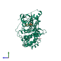 PDB entry 3t8o coloured by chain, side view.
