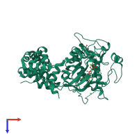 PDB entry 3t8o coloured by chain, top view.