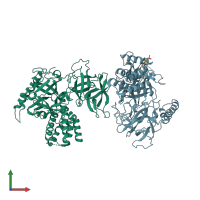 PDB entry 3t8s coloured by chain, front view.