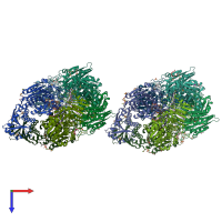 PDB entry 3t8w coloured by chain, top view.