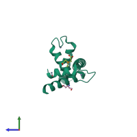 Monomeric assembly 1 of PDB entry 3t92 coloured by chemically distinct molecules, side view.