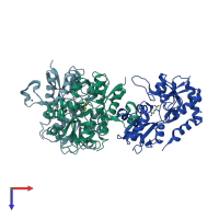 PDB entry 3t93 coloured by chain, top view.