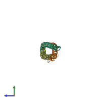 PDB entry 3t97 coloured by chain, side view.