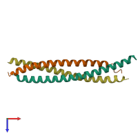 PDB entry 3t97 coloured by chain, top view.