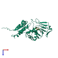 PDB entry 3t99 coloured by chain, top view.