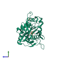PDB entry 3t9a coloured by chain, side view.