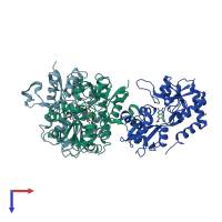 PDB entry 3t9u coloured by chain, top view.