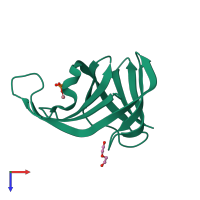 PDB entry 3ta5 coloured by chain, top view.