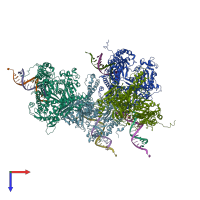 PDB entry 3tab coloured by chain, top view.
