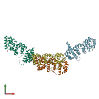 PDB entry 3tad coloured by chain, front view.