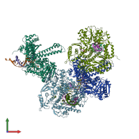 PDB entry 3tag coloured by chain, front view.