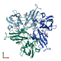 PDB entry 3tbc coloured by chain, front view.