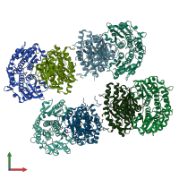 PDB entry 3tbf coloured by chain, front view.