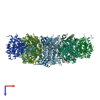 PDB entry 3tbf coloured by chain, top view.