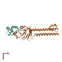 PDB entry 3tbi coloured by chain, top view.
