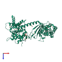 PDB entry 3tbk coloured by chain, top view.