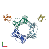PDB entry 3tbl coloured by chain, front view.