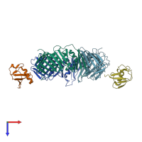 PDB entry 3tbl coloured by chain, top view.