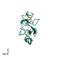 PDB entry 3tbn coloured by chain, side view.