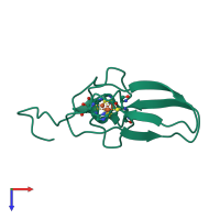 PDB entry 3tbn coloured by chain, top view.