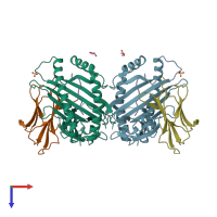 PDB entry 3tbs coloured by chain, top view.