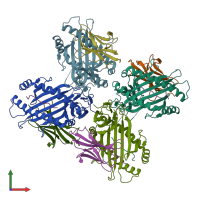 PDB entry 3tby coloured by chain, front view.