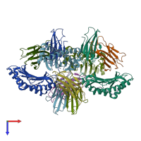 PDB entry 3tby coloured by chain, top view.
