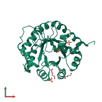 PDB entry 3tc6 coloured by chain, front view.