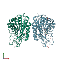 PDB entry 3tc8 coloured by chain, front view.