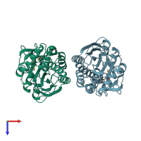 PDB entry 3tc8 coloured by chain, top view.